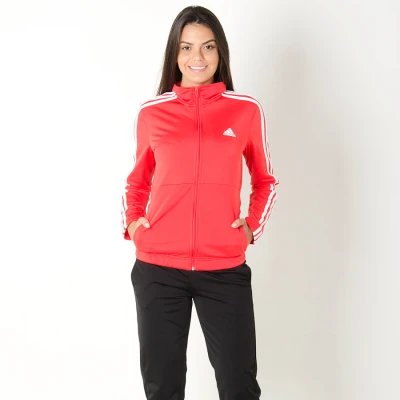 AGASALHO ADIDAS BACK 2 BASICS 3 STRIPES FEMININO - Vermelho/preto