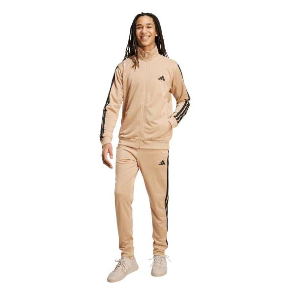 AGASALHO ADIDAS BASIC 3S TRICOT TRACK MASCULINO - Bege/preto