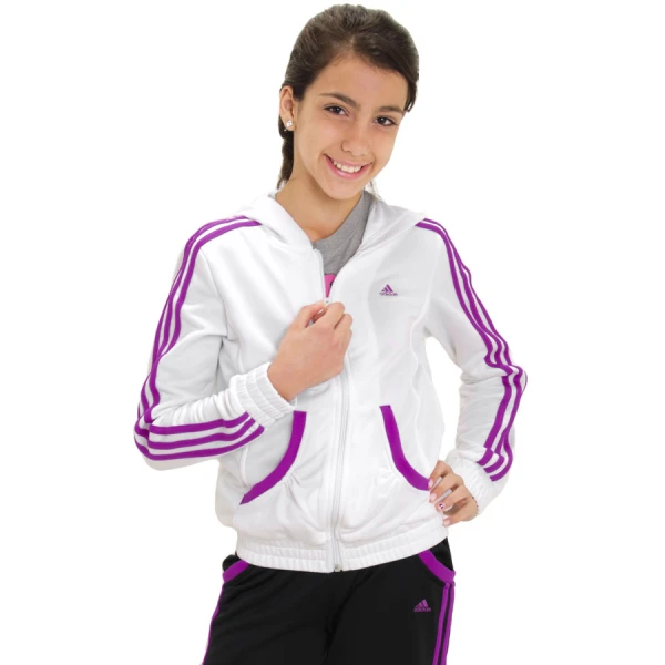 AGASALHO ADIDAS COM CAPUZ PES INFANTIL - Branco/preto