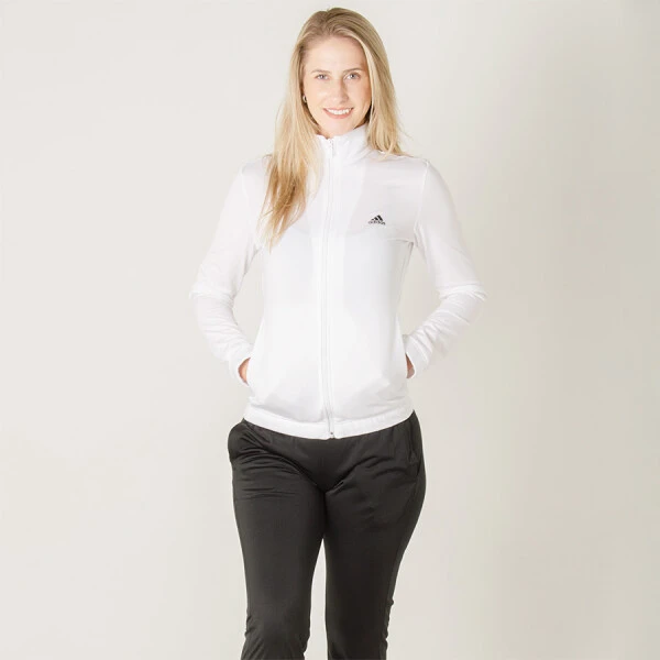 AGASALHO ADIDAS ESS EP FEMININO - Branco/preto AGASALHO ADIDAS ESS EP FEMININO - Branco/preto