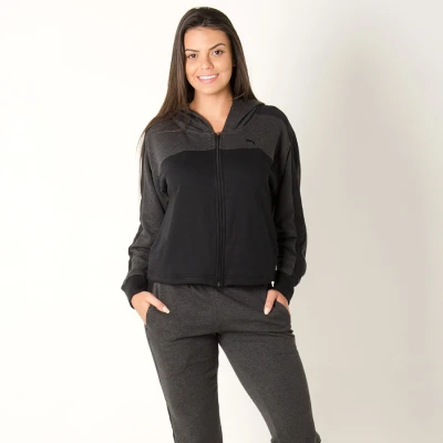 AGASALHO PUMA STYLE SWEAT SUIT CL FEMININO - Preto/chumbo
