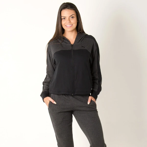 AGASALHO PUMA STYLE SWEAT SUIT CL FEMININO - Preto/chumbo AGASALHO PUMA STYLE SWEAT SUIT CL FEMININO - Preto/chumbo