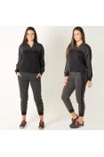 AGASALHO PUMA STYLE SWEAT SUIT CL FEMININO - Preto/chumbo AGASALHO PUMA STYLE SWEAT SUIT CL FEMININO - Preto/chumbo