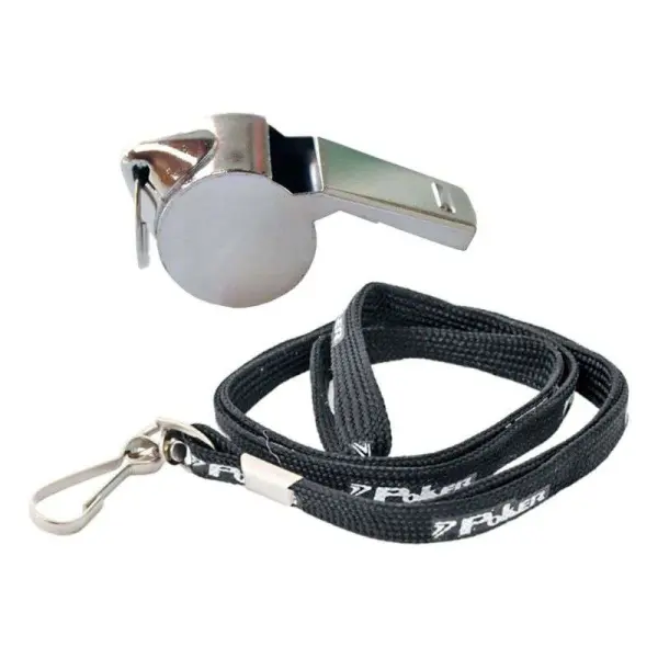 APITO POKER METAL ÁGUIA COM CORDÃO E MOSQUETÃO - Prata