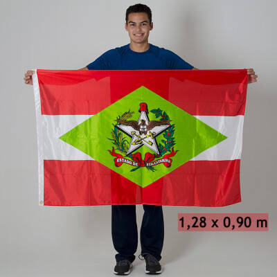 BANDEIRA BANDERART SANTA CATARINA 1,28X0,90 - Vermelho/verde