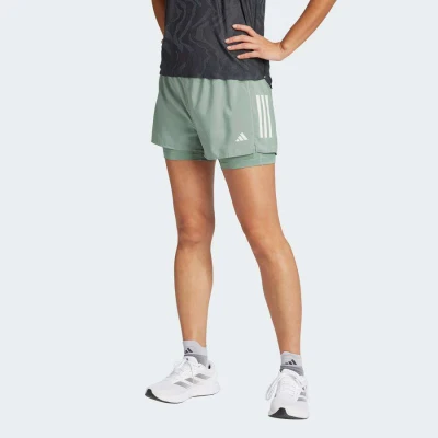 BERMUDA ADIDAS 2 EM 1 OWN THE RUN CLIMACOOL FEMININA - Verde
