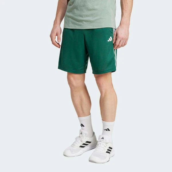BERMUDA ADIDAS ESSENTIALS PIQUET 3 STRIPES MASCULINA - Verde/branco