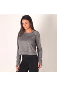 BLUSA ADIDAS CROPPED COSTAS ABERTAS FEMININA - Cinza