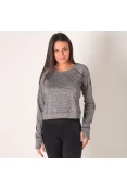BLUSA ADIDAS CROPPED COSTAS ABERTAS FEMININA - Cinza