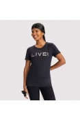 BLUSA BASIC LIVE HOLOGRAPHIC FEMININA - Preto