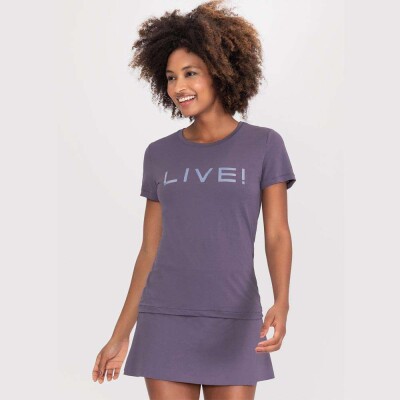 BLUSA BASIC LIVE HOLOGRAPHIC FEMININA - Roxo