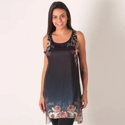 BLUSA COLCCI ALONGADA ESTAMPADA FEMININA - Preto
