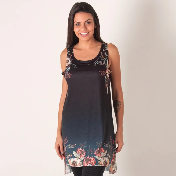 BLUSA COLCCI ALONGADA ESTAMPADA FEMININA - Preto