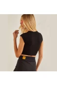 BLUSA COLCCI CROPPED CANELADA SPORT PERFECT FEMININA - Preto