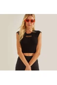 BLUSA COLCCI CROPPED CANELADA SPORT PERFECT FEMININA - Preto