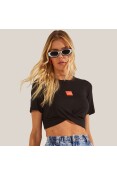 BLUSA COLCCI CROPPED TRANSPASSADA SPORT PERFECT FEMININA - Preto