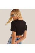 BLUSA COLCCI CROPPED TRANSPASSADA SPORT PERFECT FEMININA - Preto