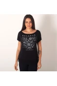 BLUSA COLCCI ESTAMPADA FEMININA - Preto BLUSA COLCCI ESTAMPADA FEMININA - Preto