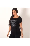 BLUSA COLCCI ESTAMPADA FEMININA - Preto BLUSA COLCCI ESTAMPADA FEMININA - Preto