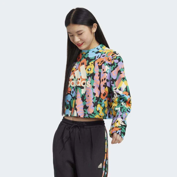 BLUSÃO ADIDAS AOP SWT FEMININO - Azul/laranja BLUSÃO ADIDAS AOP SWT FEMININO - Azul/laranja