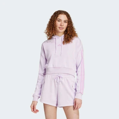 BLUSÃO ADIDAS CROPPED COM CAPUZ 3S FEMININO - Lilas BLUSÃO ADIDAS CROPPED COM CAPUZ 3S FEMININO - Lilas