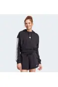 BLUSÃO ADIDAS CROPPED COM CAPUZ 3S FEMININO - Preto