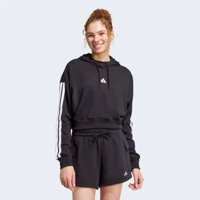 BLUSÃO ADIDAS CROPPED COM CAPUZ 3S FEMININO - Preto BLUSÃO ADIDAS CROPPED COM CAPUZ 3S FEMININO - Preto