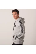 BLUSÃO ADIDAS ESSENTIALS 3 STRIPES MASCULINO - Cinza/preto BLUSÃO ADIDAS ESSENTIALS 3 STRIPES MASCULINO - Cinza/preto