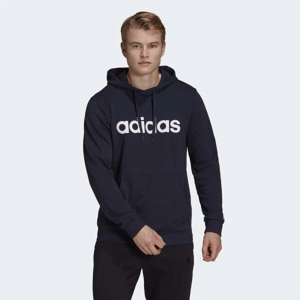 BLUSÃO ADIDAS ESSENTIALS LINEAR COM CAPUZ MASCULINO - Marinho/branco