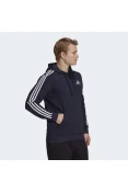 BLUSÃO ADIDAS MOLETOM 3 LISTRAS COM CAPUZ MASCULINO - Marinho/branco BLUSÃO ADIDAS MOLETOM 3 LISTRAS COM CAPUZ MASCULINO - Marinho/branco