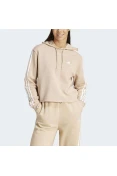 BLUSÃO ADIDAS MOLETOM 3-SRIPES FT CR HD FEMININO - Bege/branco BLUSÃO ADIDAS MOLETOM 3-SRIPES FT CR HD FEMININO - Bege/branco