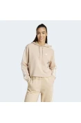 BLUSÃO ADIDAS MOLETOM 3-SRIPES FT CR HD FEMININO - Bege/branco BLUSÃO ADIDAS MOLETOM 3-SRIPES FT CR HD FEMININO - Bege/branco