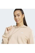 BLUSÃO ADIDAS MOLETOM 3-SRIPES FT CR HD FEMININO - Bege/branco BLUSÃO ADIDAS MOLETOM 3-SRIPES FT CR HD FEMININO - Bege/branco