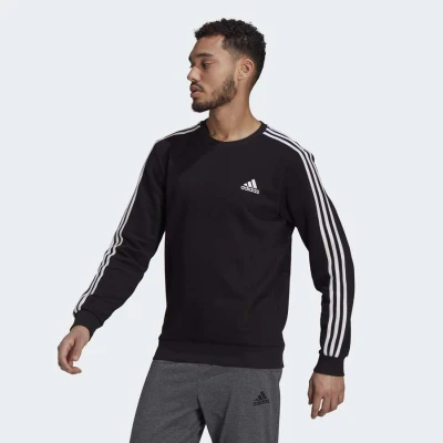 BLUSÂO ADIDAS MOLETOM 3S FL SWT MASCULINO - Preto/branco BLUSÂO ADIDAS MOLETOM 3S FL SWT MASCULINO - Preto/branco