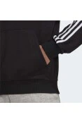 BLUSÃO ADIDAS MOLETOM CAPUZ ESSENTIALS 3-STRIPES MASCULINO - Preto/branco