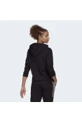 BLUSÃO ADIDAS MOLETOM CAPUZ ESSENTIALS RELAXED FEMININO - Preto/branco