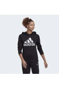 BLUSÃO ADIDAS MOLETOM CAPUZ ESSENTIALS RELAXED FEMININO - Preto/branco