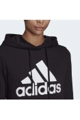 BLUSÃO ADIDAS MOLETOM CAPUZ ESSENTIALS RELAXED FEMININO - Preto/branco