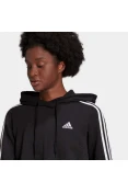 BLUSAO ADIDAS MOLETOM CAPUZ ESSENTIALS STRIPES FEMININO - Preto/branco BLUSAO ADIDAS MOLETOM CAPUZ ESSENTIALS STRIPES FEMININO - Preto/branco