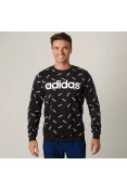 BLUSÃO ADIDAS MOLETOM ESTAMPADO MASCULINO - Preto/branco BLUSÃO ADIDAS MOLETOM ESTAMPADO MASCULINO - Preto/branco