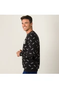 BLUSÃO ADIDAS MOLETOM ESTAMPADO MASCULINO - Preto/branco BLUSÃO ADIDAS MOLETOM ESTAMPADO MASCULINO - Preto/branco
