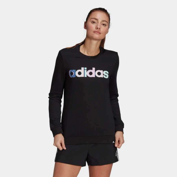 BLUSÃO ADIDAS MOLETOM ESTAMPADO MULTICOLORIDO FEMININO - Preto BLUSÃO ADIDAS MOLETOM ESTAMPADO MULTICOLORIDO FEMININO - Preto