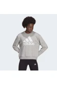 BLUSÃO ADIDAS MOLETOM FOLGADO ESSENTIALS FEMININO - Cinza/branco BLUSÃO ADIDAS MOLETOM FOLGADO ESSENTIALS FEMININO - Cinza/branco