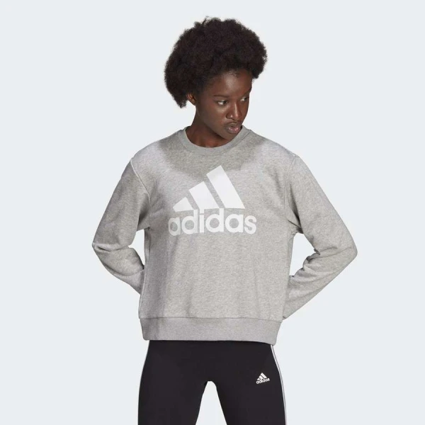 BLUSÃO ADIDAS MOLETOM FOLGADO ESSENTIALS FEMININO - Cinza/branco BLUSÃO ADIDAS MOLETOM FOLGADO ESSENTIALS FEMININO - Cinza/branco