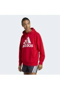BLUSÃO ADIDAS MOLETOM LOGO C/CAPUZ MASCULINO - Vermelho/branco