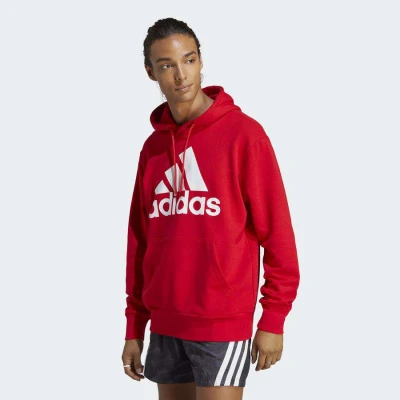 BLUSÃO ADIDAS MOLETOM LOGO C/CAPUZ MASCULINO - Vermelho/branco
