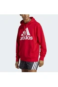 BLUSÃO ADIDAS MOLETOM LOGO C/CAPUZ MASCULINO - Vermelho/branco