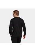 BLUSAO ADIDAS MOLETON ESSENTIASK 3-STRIPES MASCULINO - Preto/branco