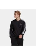 BLUSAO ADIDAS MOLETON ESSENTIASK 3-STRIPES MASCULINO - Preto/branco