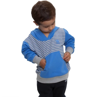 BLUSÃO ADIDAS STP TREFOIL HOODY INFANTIL - Cinza/azul celeste